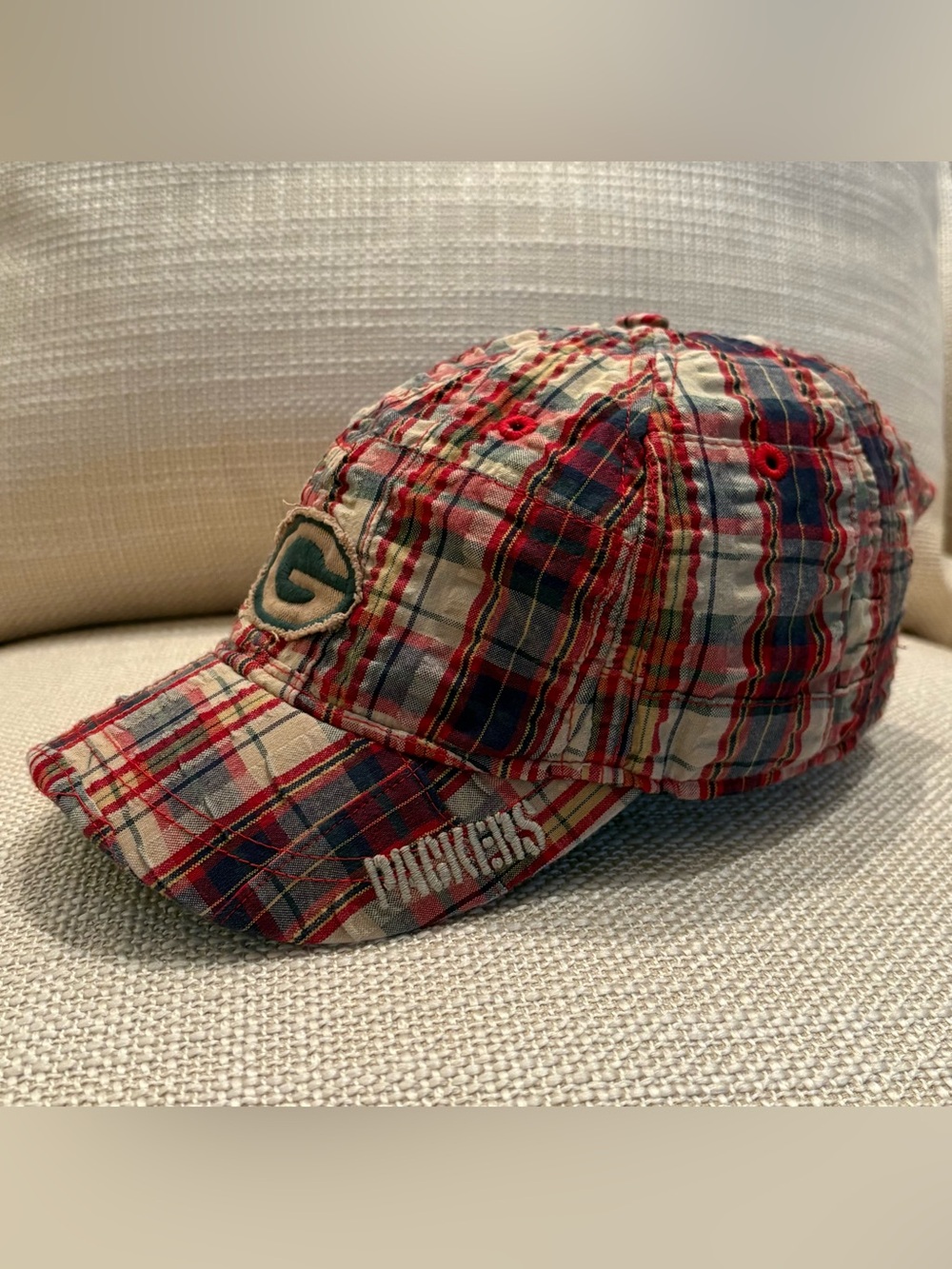 NFL Packers Vintage Collection Red Blue Tain Plaid Patchwork/ / Unisex